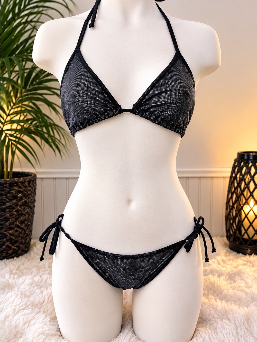 Black Metallic Speckled Bikini 🤩